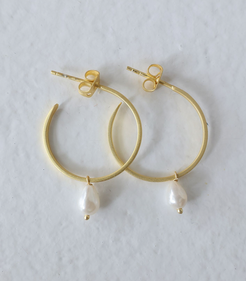 Shell Pearl Earrings - Gold