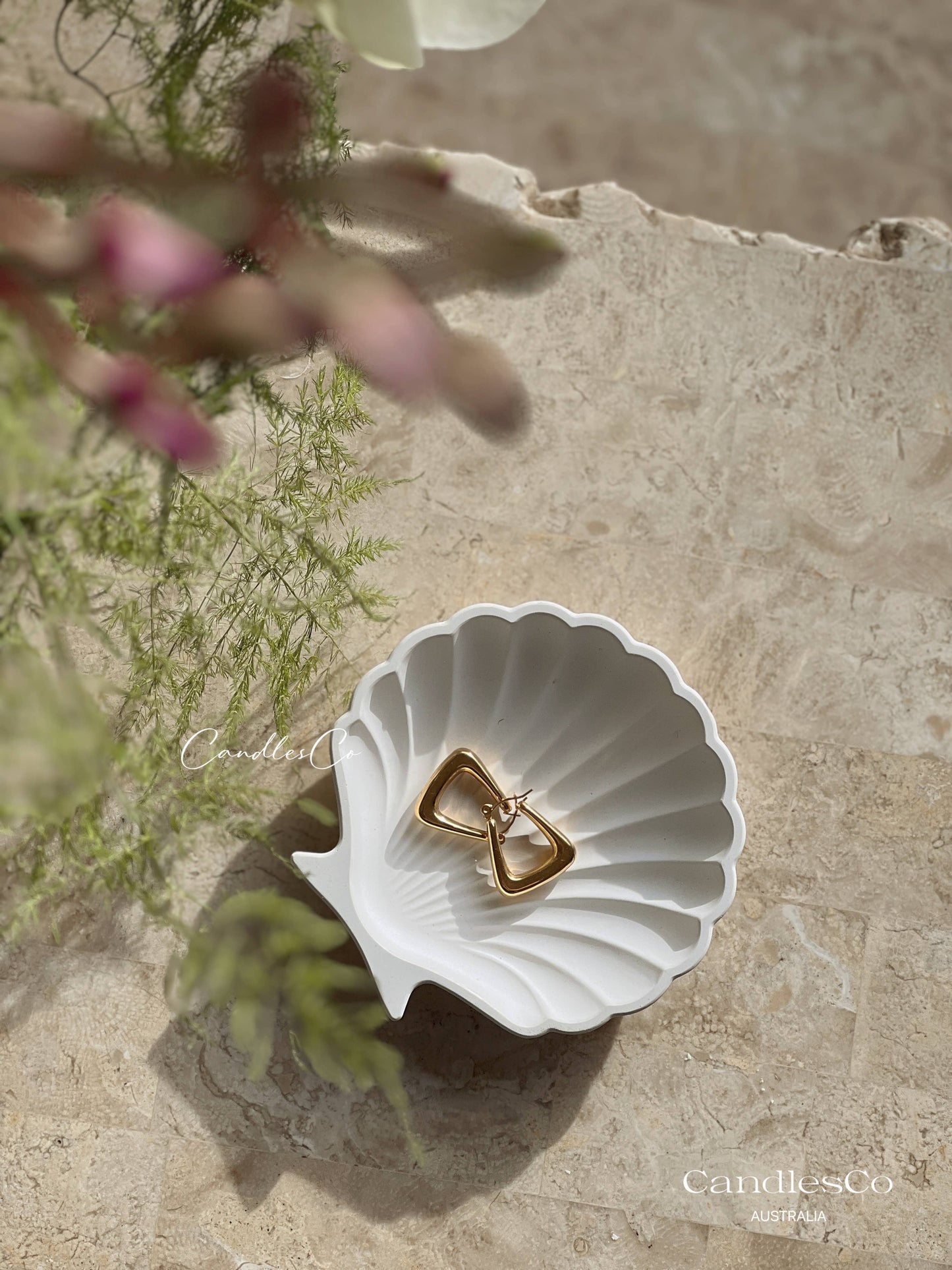 Small Shell Tray Trinket Dish Handmade - BEIGE