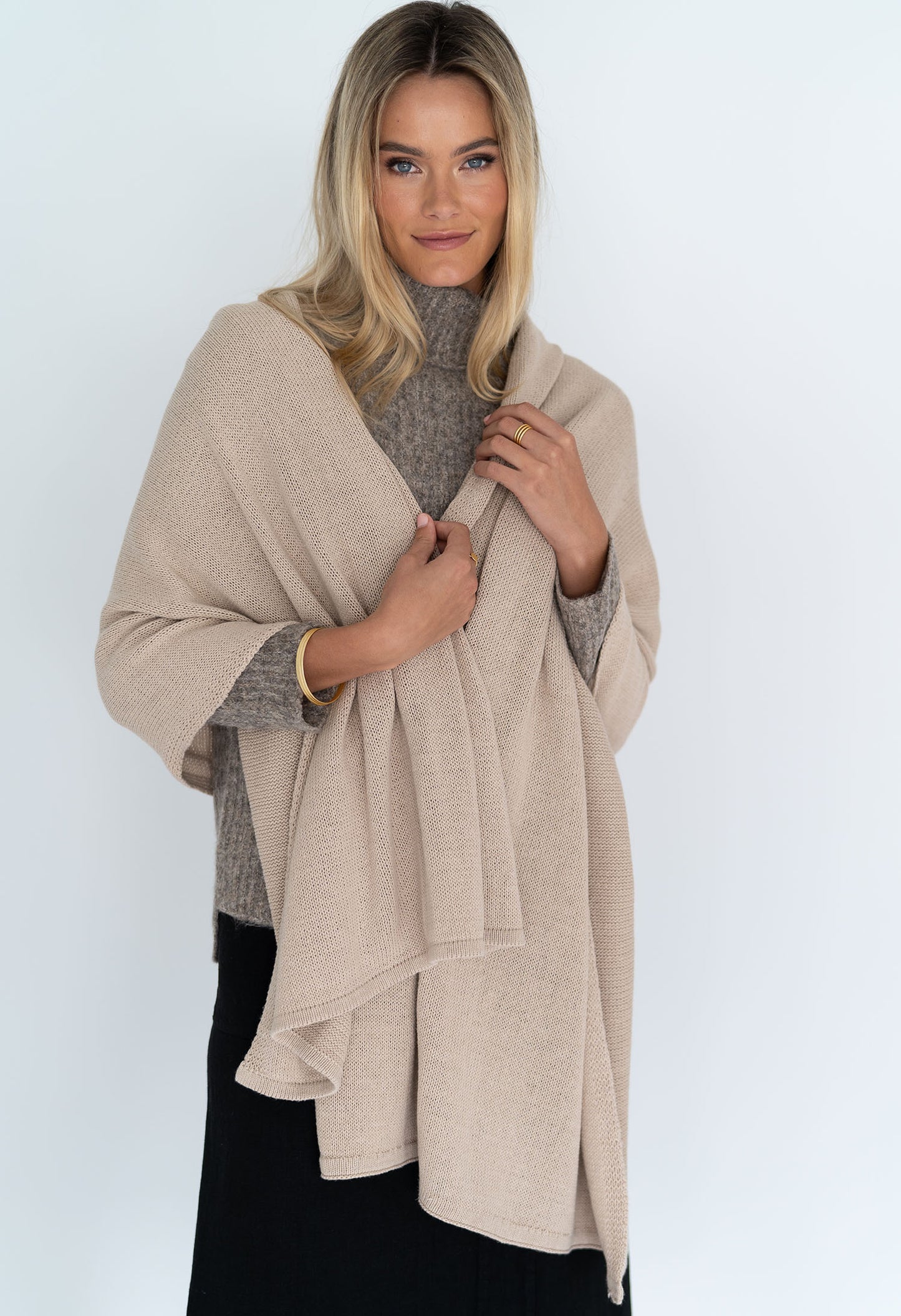 Wide Wrap Scarf - Latte - Daisy Grace Lifestyle