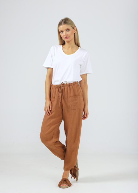 Amazon Pant - Tan Linen - Daisy Grace Lifestyle