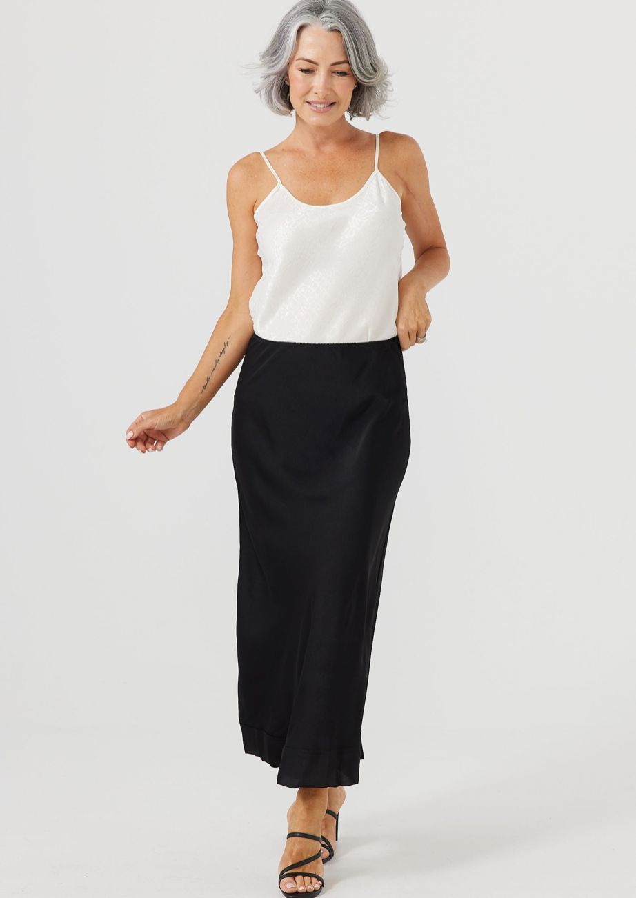 Carrington Skirt - Black Satin - Daisy Grace Lifestyle