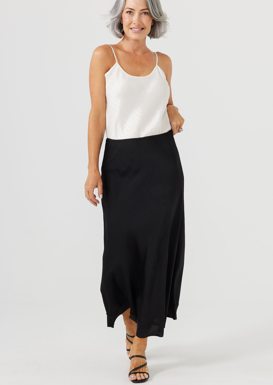 Carrington Skirt - Black Satin - Daisy Grace Lifestyle
