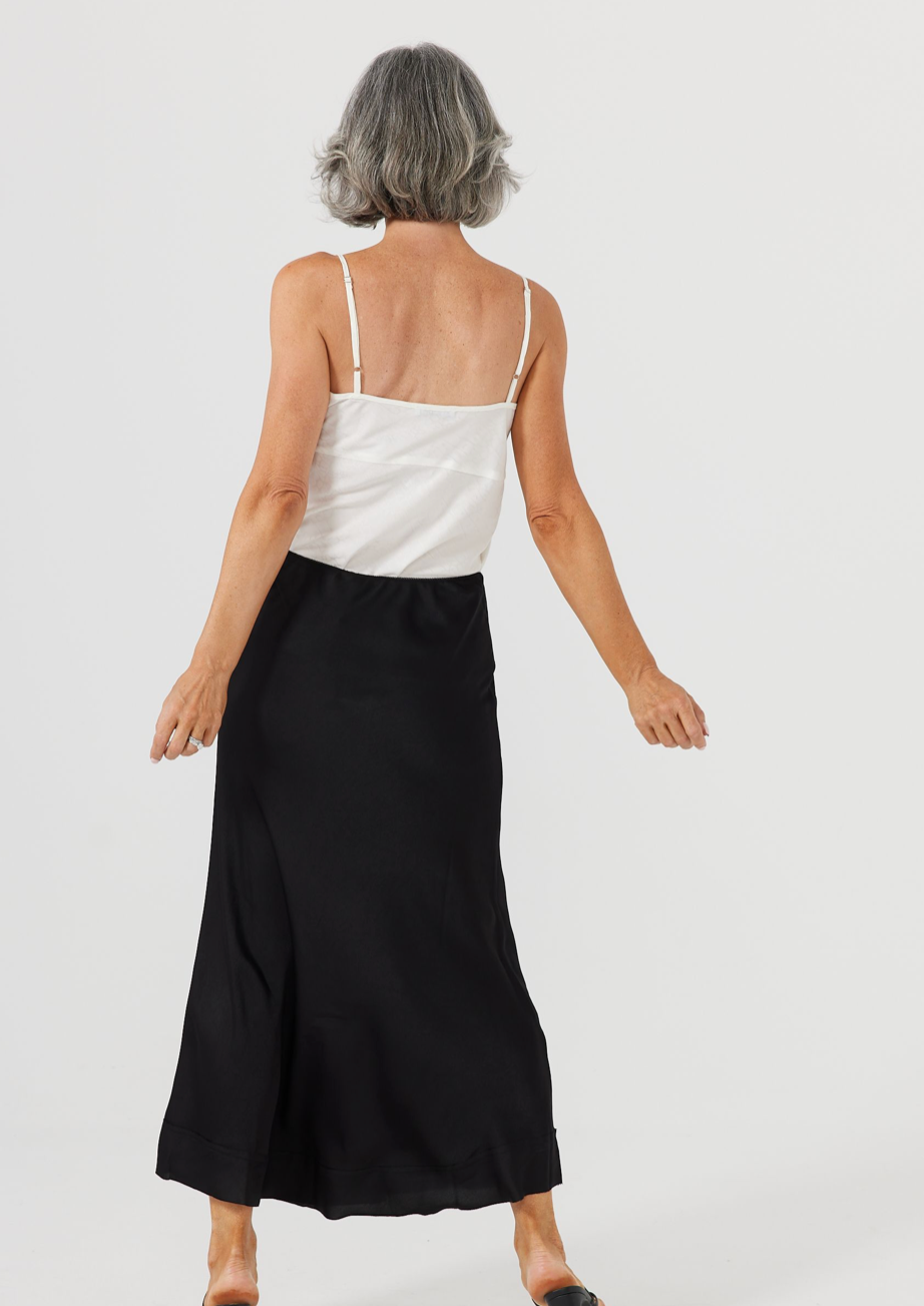 Carrington Skirt - Black Satin - Daisy Grace Lifestyle