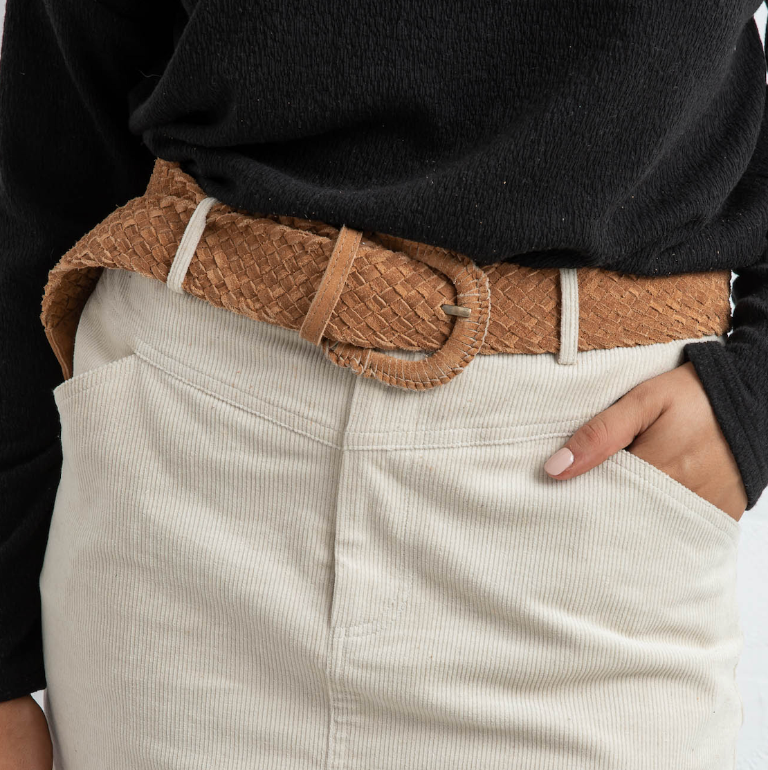 Josie Wide Plait Belt - Tan - Daisy Grace Lifestyle