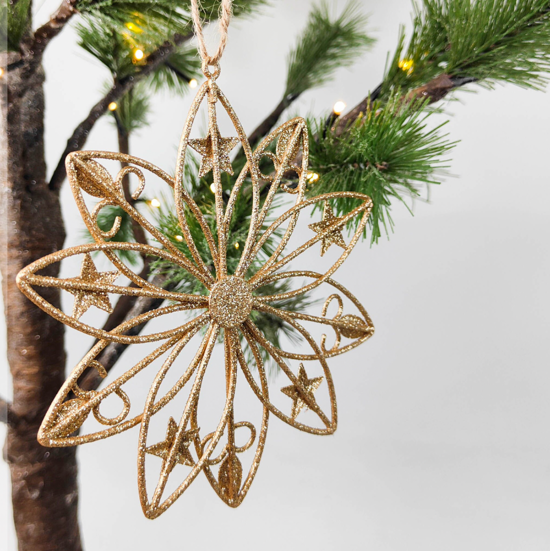Metal Snowflake with Stars Hanging Decor - Daisy Grace Lifestyle