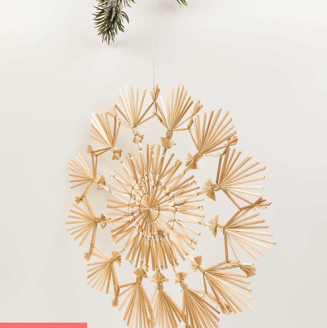 Straw Snowflake Hanging Decoration Natural - Daisy Grace Lifestyle