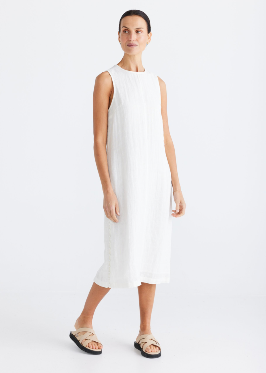 Darla Sleeveless Dress - White - Daisy Grace Lifestyle