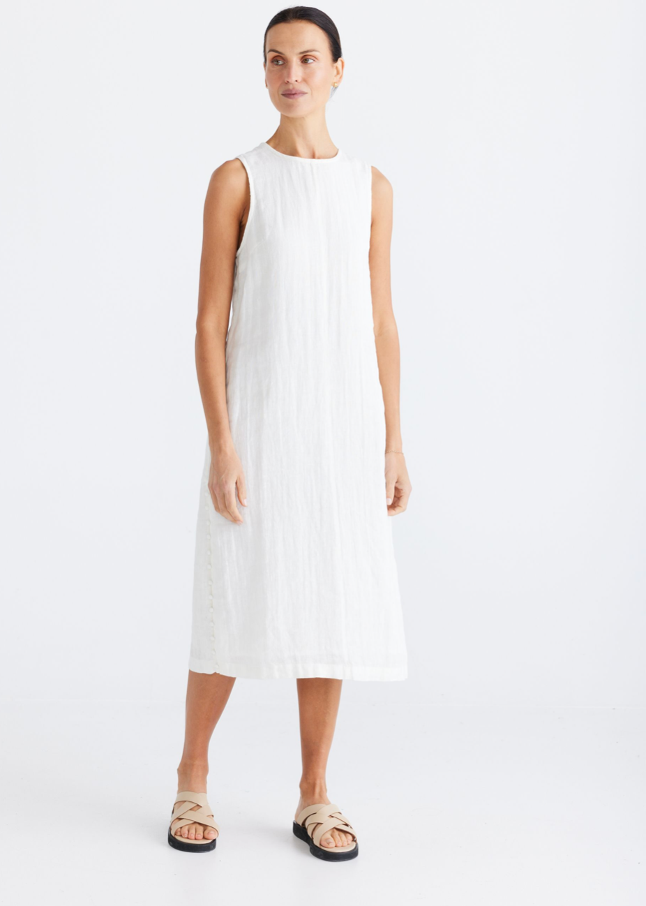 Darla Sleeveless Dress - White - Daisy Grace Lifestyle