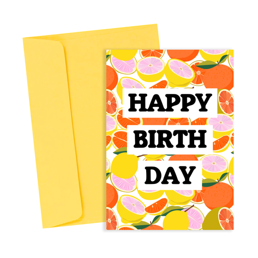 Citrus Happy Birthday Card - Bright Colourful Greeting Card