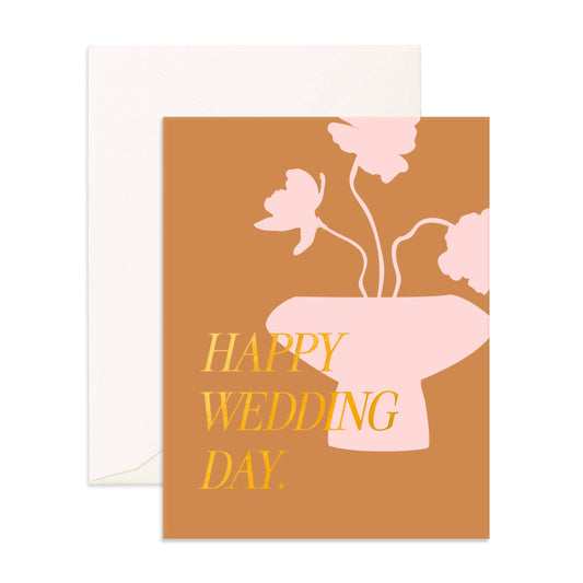 Wedding Day Peony Vase Greeting Card