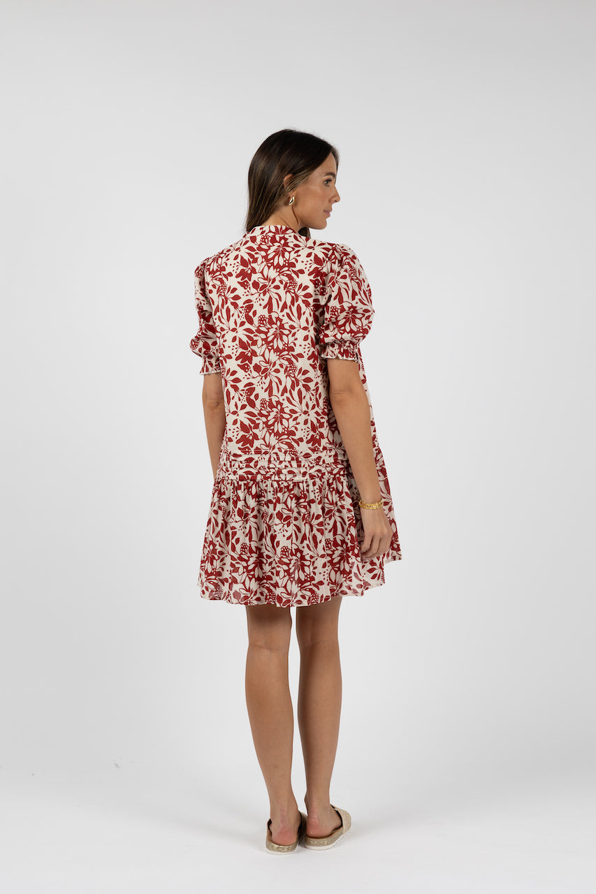 EDEN SHIFT DRESS - Brick Print