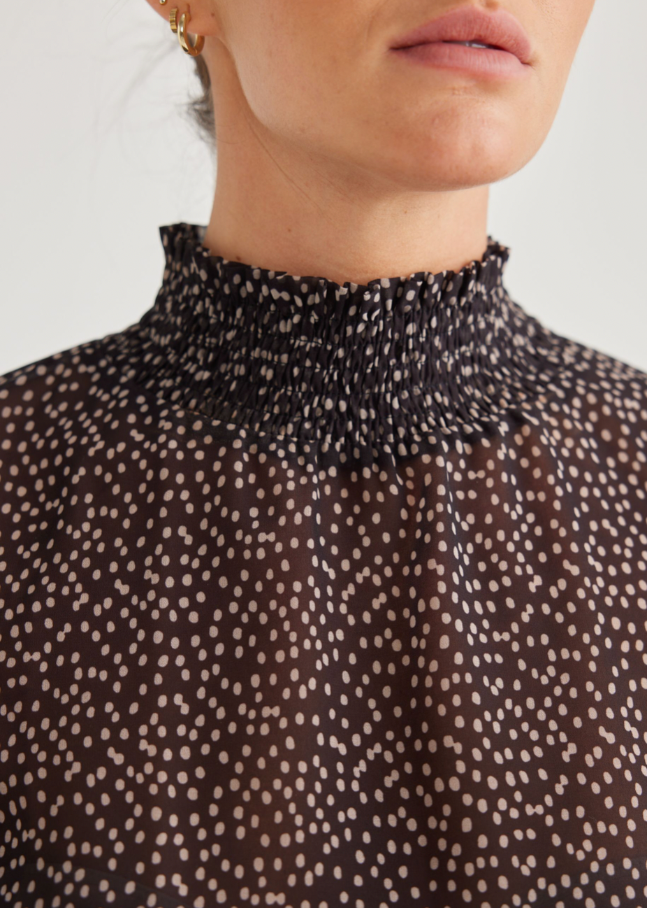 Dakota Top - Black Taupe Spot