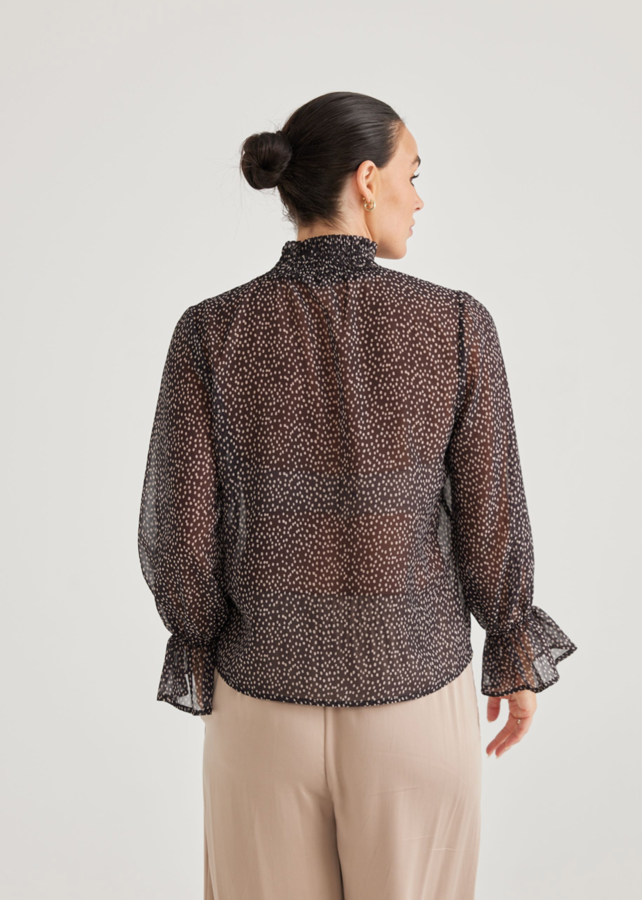 Dakota Top - Black Taupe Spot