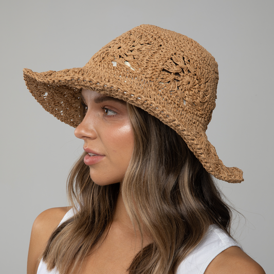 Salerno Crochet Hat - Tan