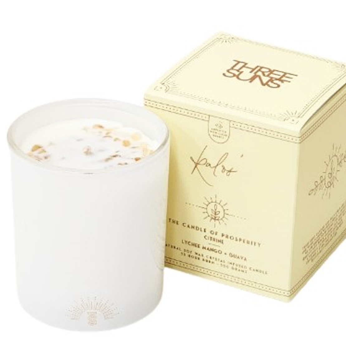 Kalos' | Crystal Infused Candle of Prosperity | Lychee Mango & Guava
