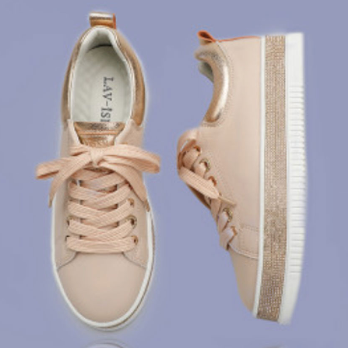 Leather Blush Crystal Sneakers