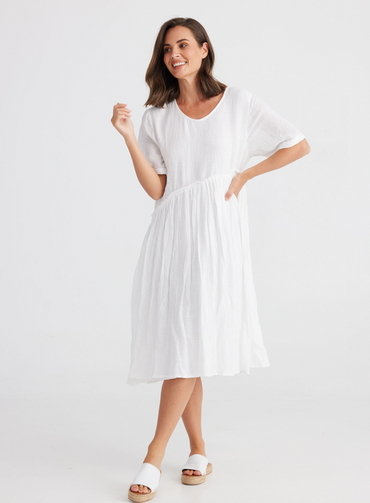 Aruba Dress - White Linen Slub