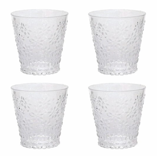 DRINKING GLASS SET OF 4 CLEAR 8OZ