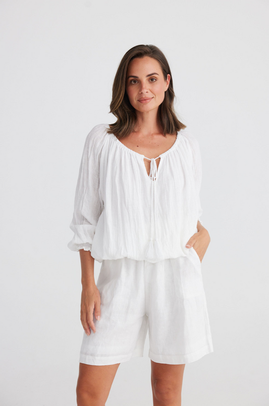 Seaside Top - White Linen Slub