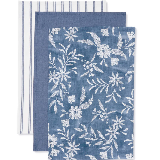 Seville Dark Blue Tea Towel - Pack of 3