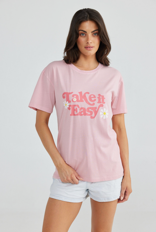 Take It Easy Relaxed Tee - Ballet Pink