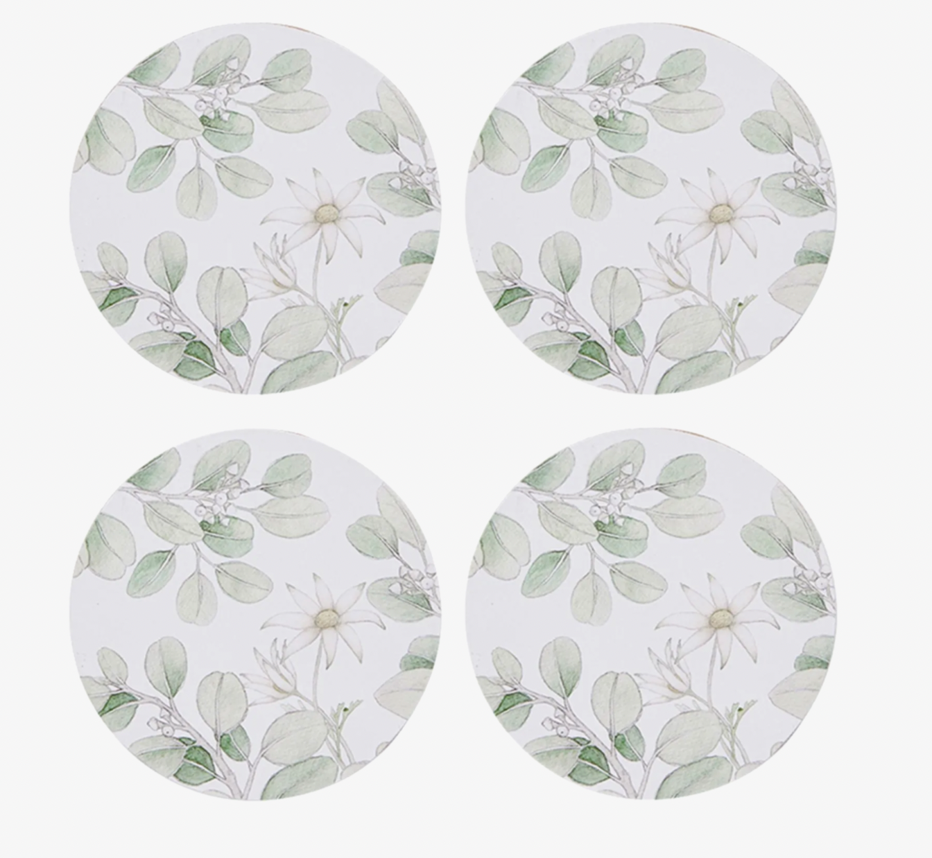 Flannel Flower Round Coasters - Set of 4