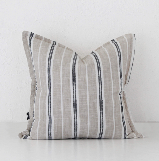 Darcy Oatmeal/ Charcoal Woven Stripe Cushion