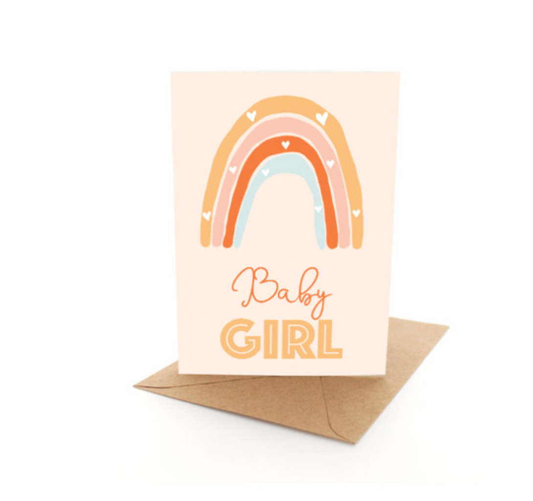 Earth Rainbow Baby Girl Card