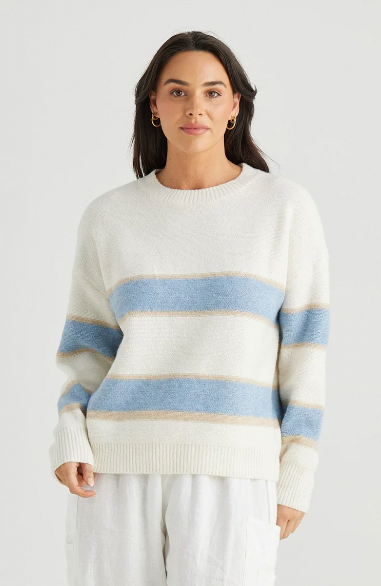 Overboard Knit - Oat Stripe