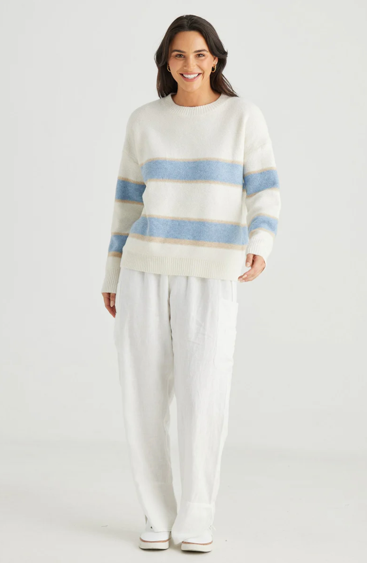 Overboard Knit - Oat Stripe