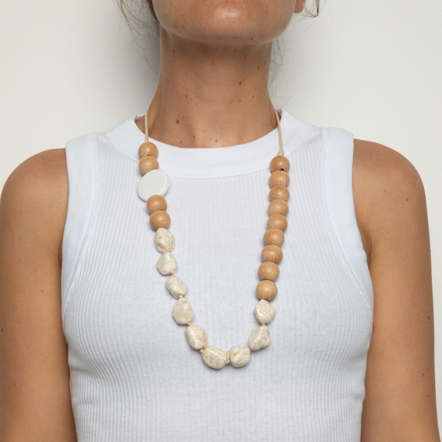 Robe Necklace - Natural W White