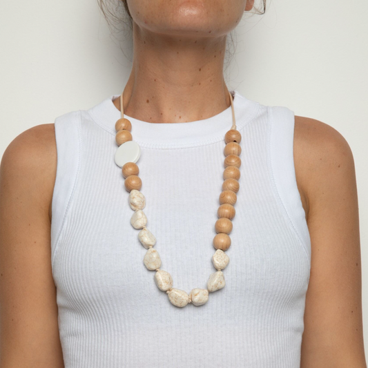 Robe Necklace - Natural W White