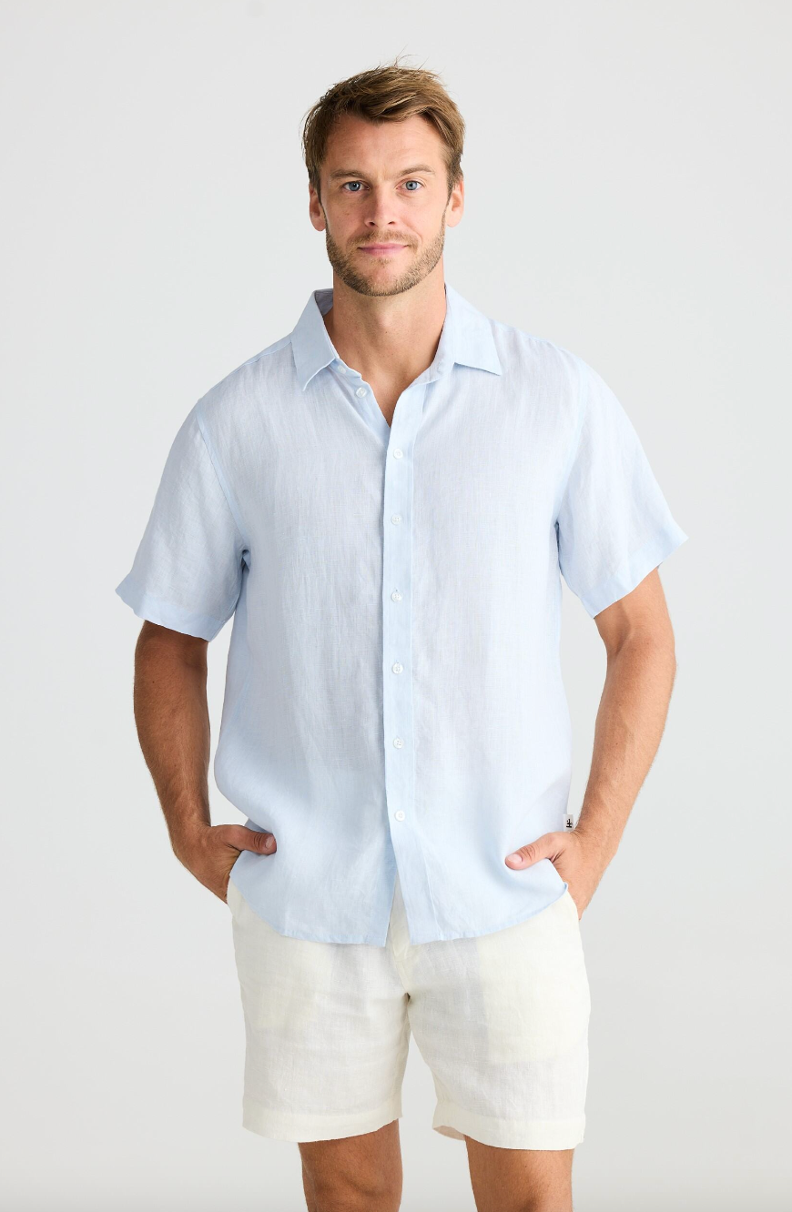 Harvard Shirt - Pale Blue Linen