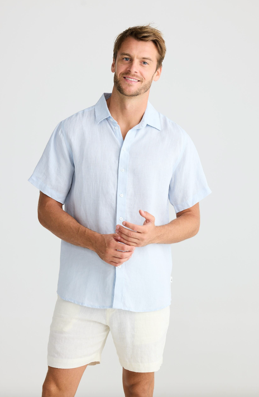 Harvard Shirt - Pale Blue Linen