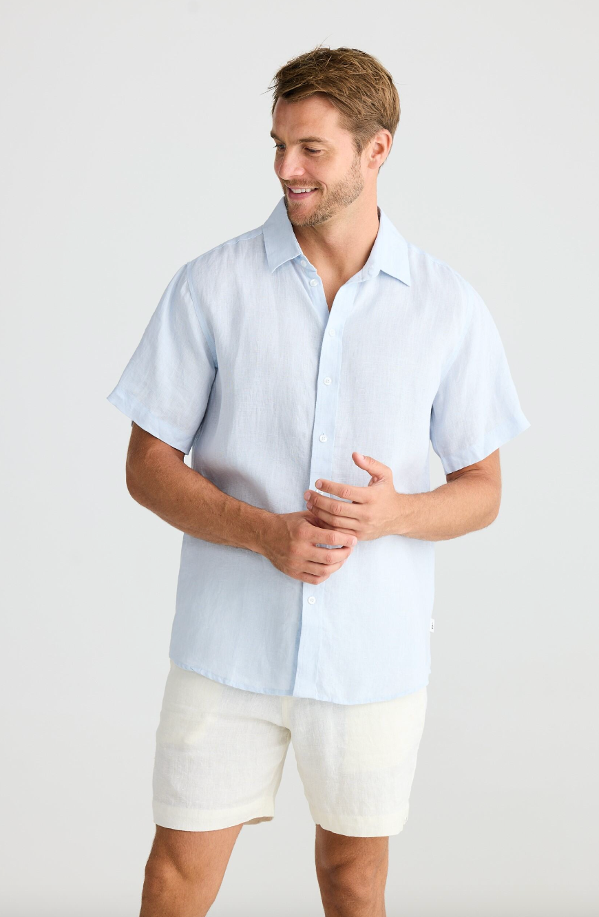 Harvard Shirt - Pale Blue Linen