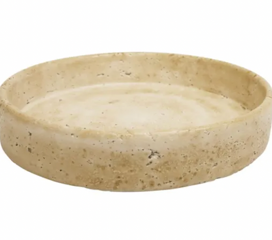 TRAVERTINE LOOK BOWL - WHITE - 23CM