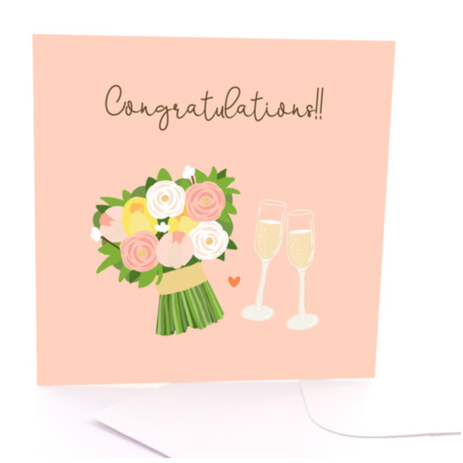 Bouquet & Champagne Card