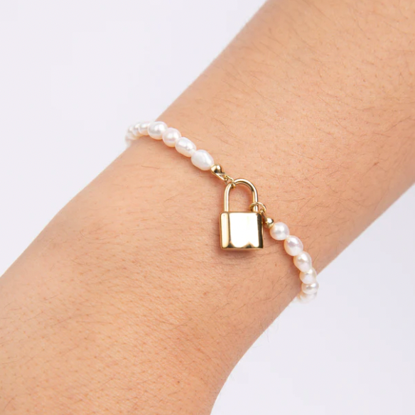 Locked Lover Bracelet - Pearl + Gold