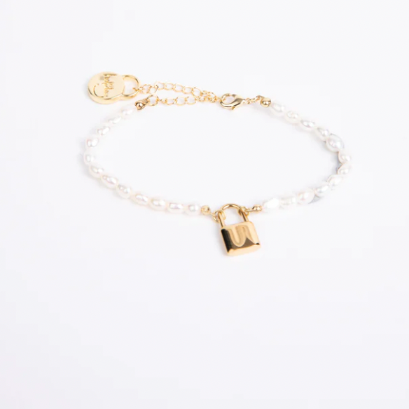 Locked Lover Bracelet - Pearl + Gold