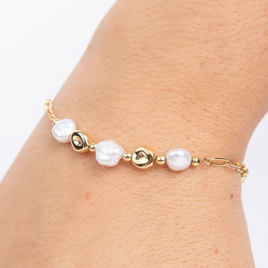 Elva Bracelet - Pearl + Gold