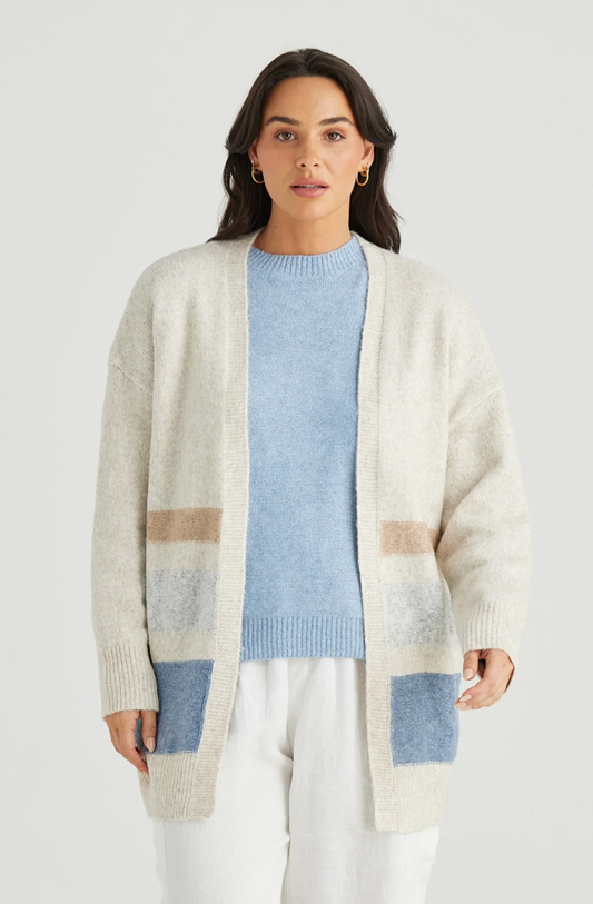 On Deck Cardi - Oat Stripe