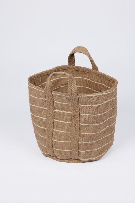 Getaway Basket - Taupe w/ Natural Stripe