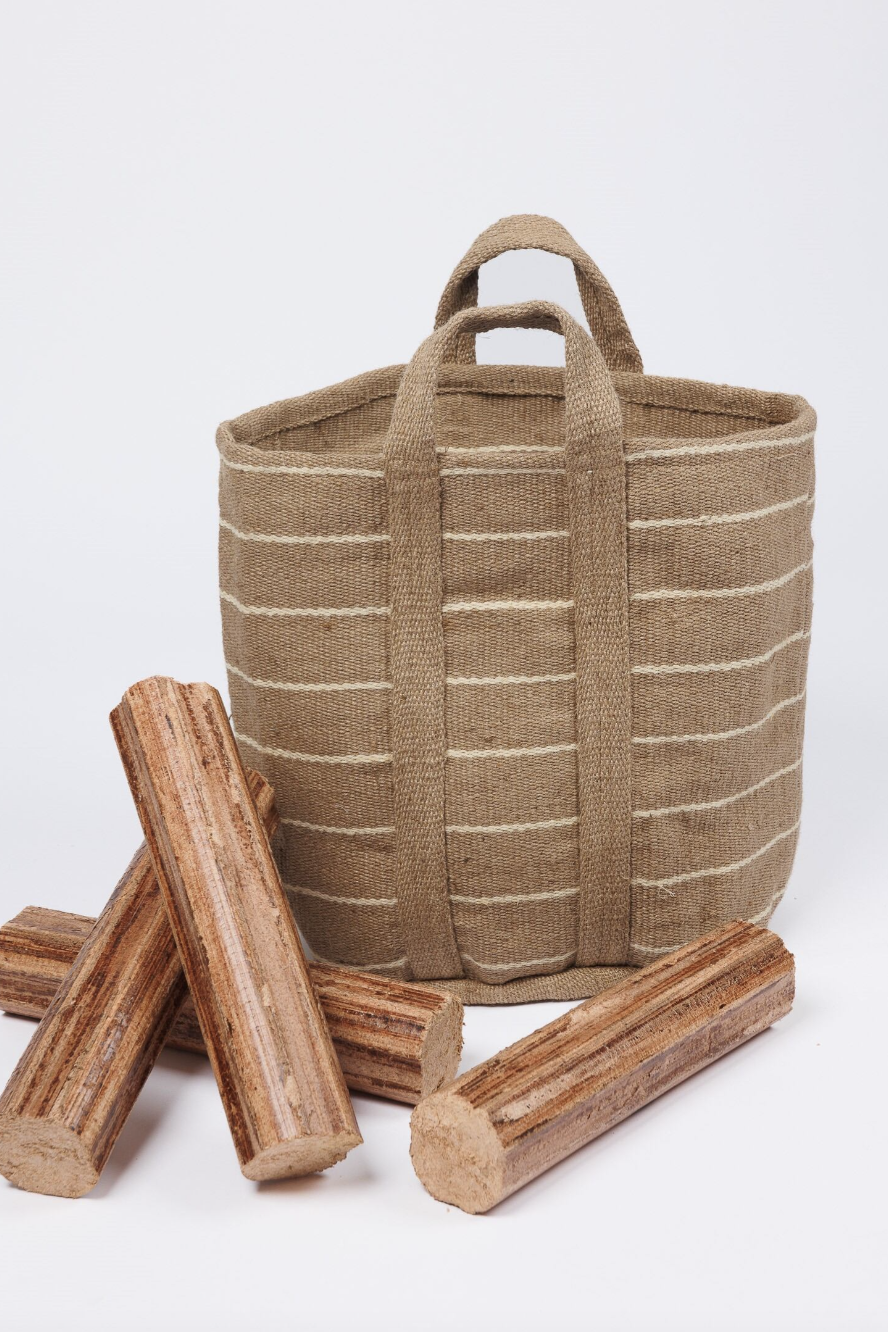 Getaway Basket - Taupe w/ Natural Stripe