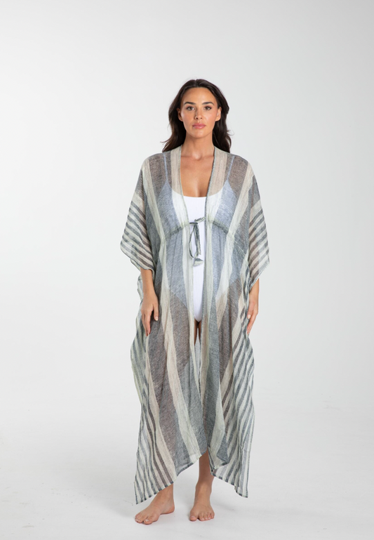 Asta Long Kaftan - Stripe Black