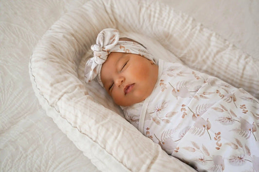 Porcelain Jersey Swaddle Stretch Wrap & Top Knot