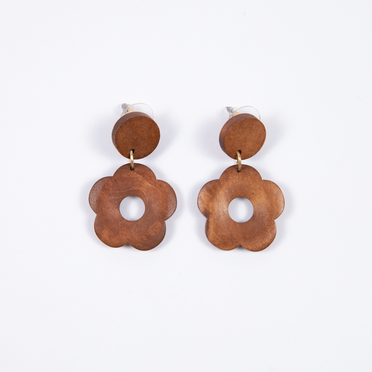 Petunia Earrings - Dark Wood
