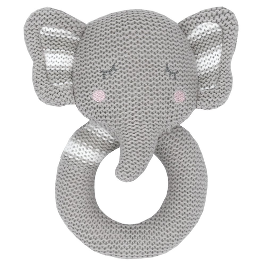 Eli the Elephant Knitted Rattle