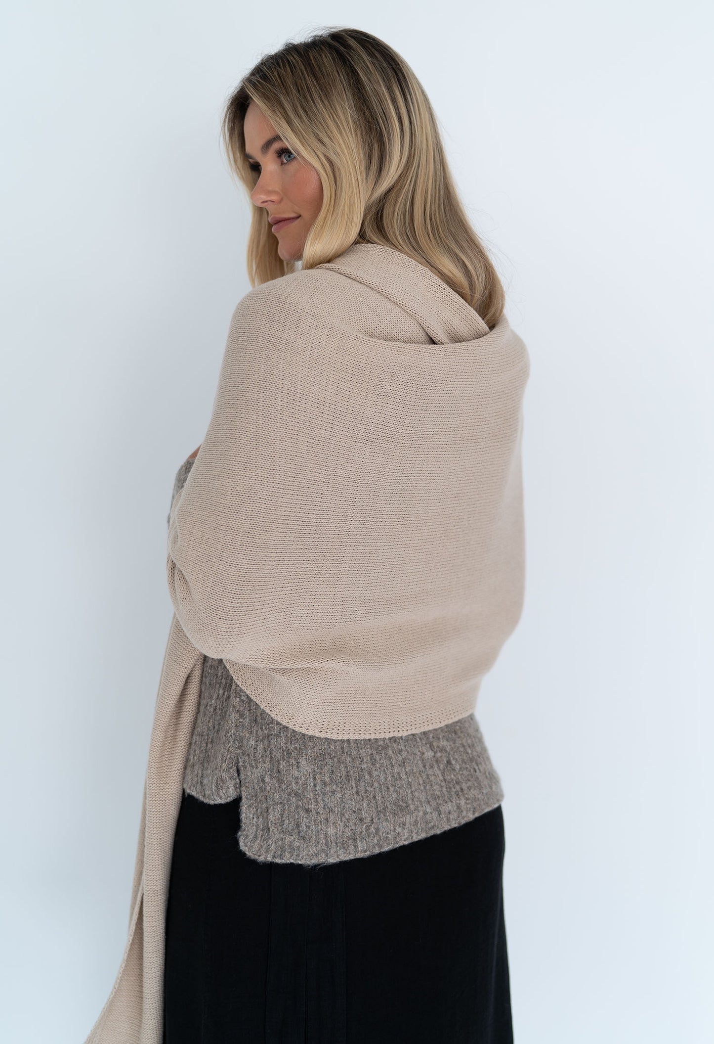 Wide Wrap Scarf - Latte - Daisy Grace Lifestyle