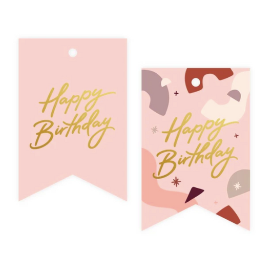 Birthday Pink Abstract Foil Gift Tag Pack - Daisy Grace Lifestyle