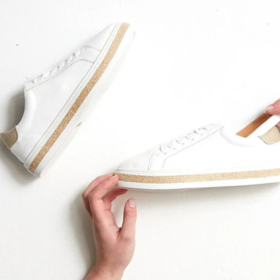 Princeton Sneakers White Beige Linen - Daisy Grace Lifestyle